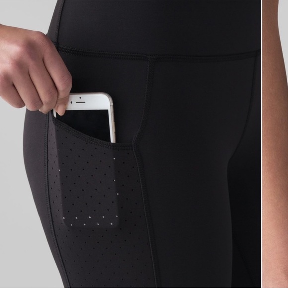 Lululemon Mind Over Miles Crop (17" ) Black Womens siZe 6 - Picture 2 of 9